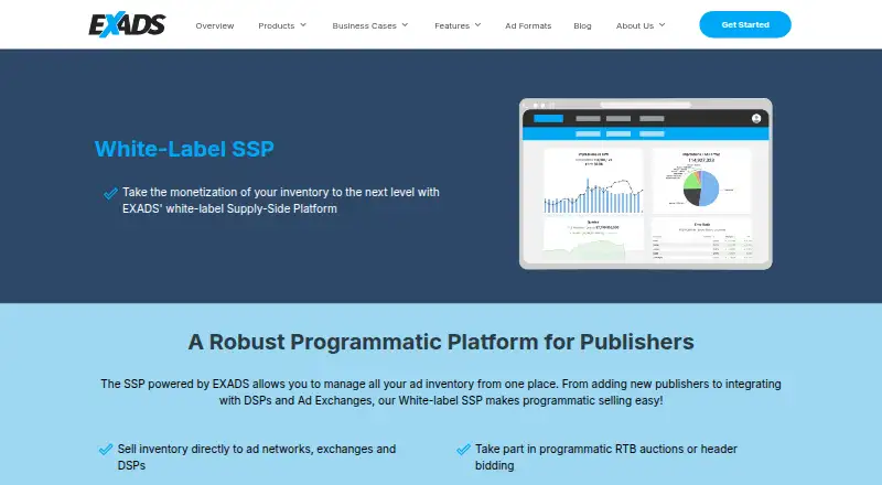 EXADS White-Label SSP's website