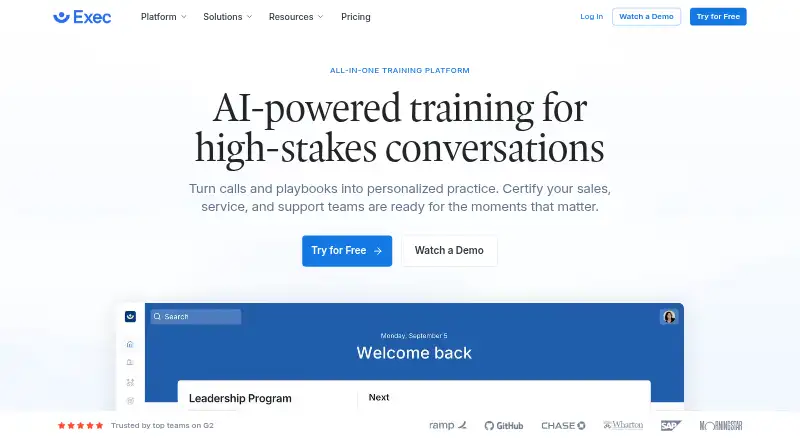 The Exec homepage