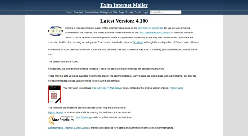 Exim's website