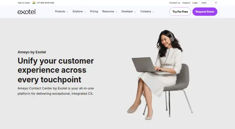 Ameyo Contact Center's website