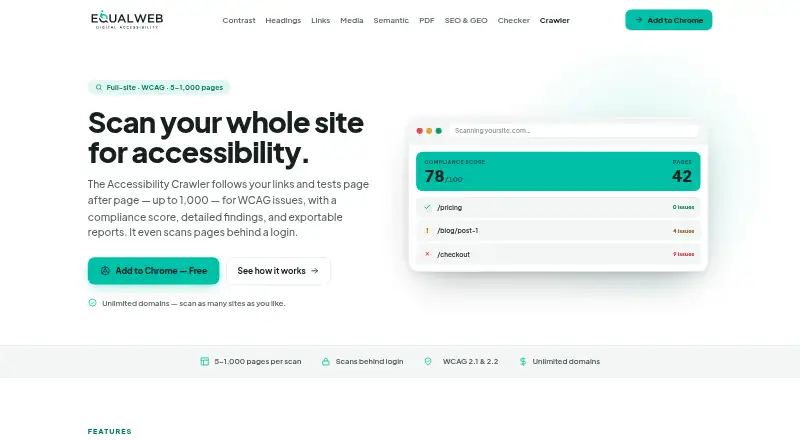 The EqualWeb Accessibility Crawler homepage