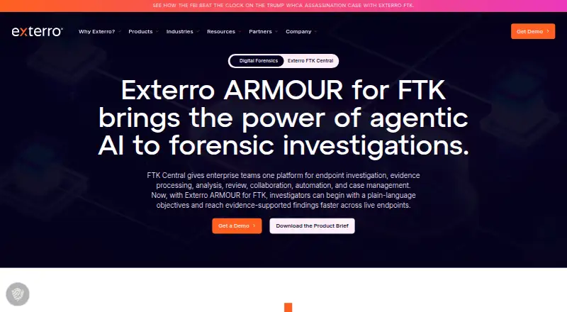 Exterro FTK Central's website