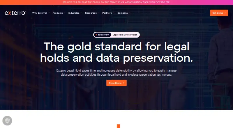 Exterro Legal Hold's website