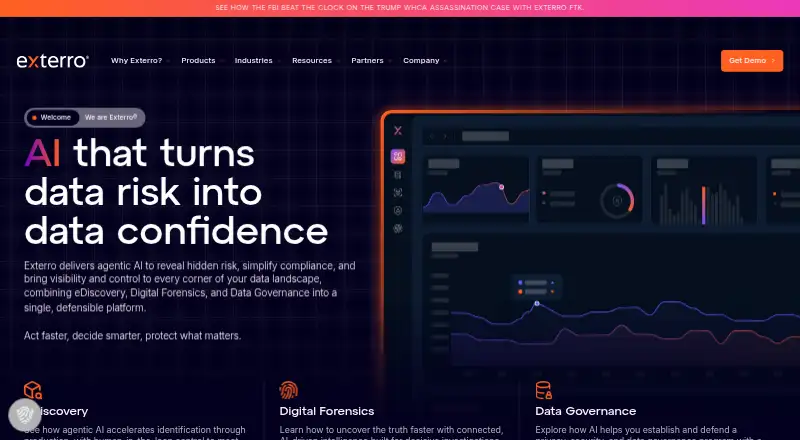 Exterro Privacy Incident Response's website