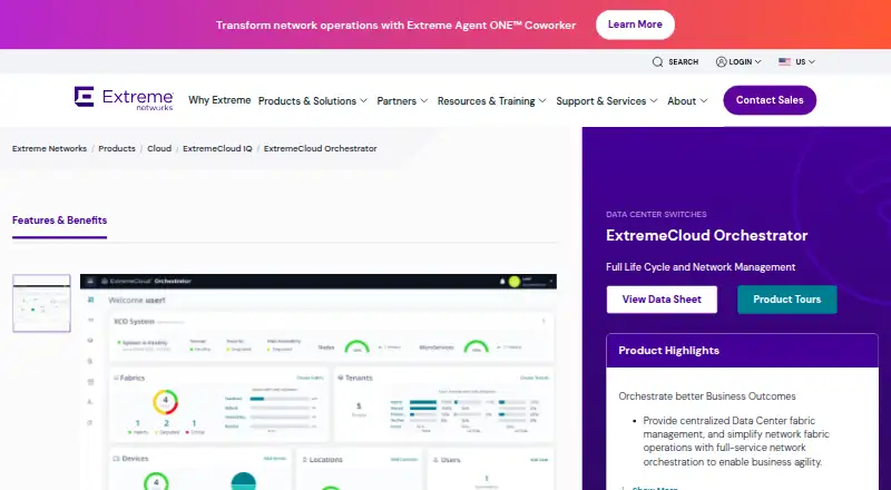 ExtremeCloud Orchestrator's website