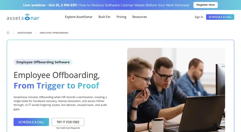 AssetSonar Employee Offboarding's website