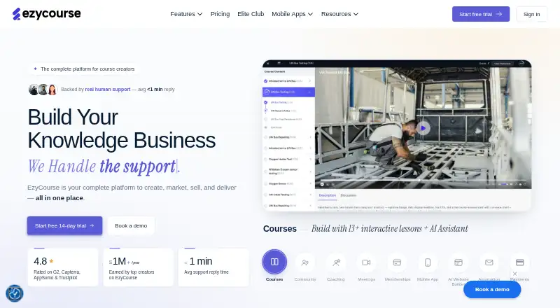 EzyCourse's website