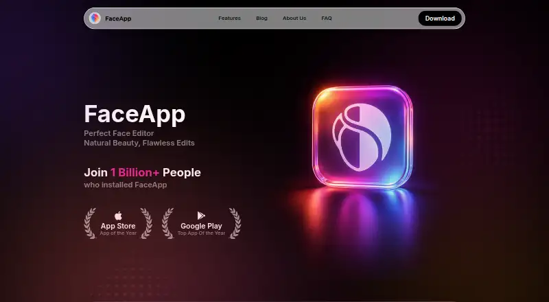 The FaceApp homepage