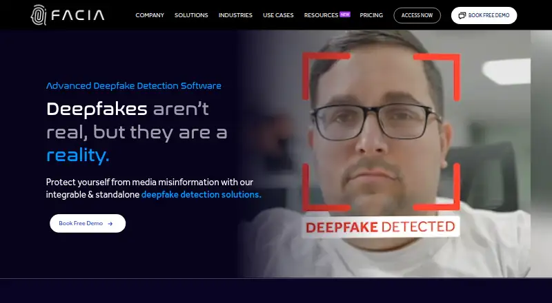 Facia Deepfake Detection's website