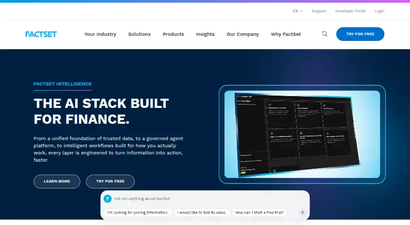 FactSet Workstation's website
