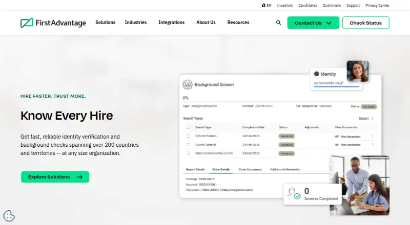 The First Advantage homepage