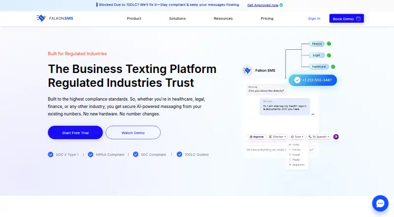 Falkon SMS's website