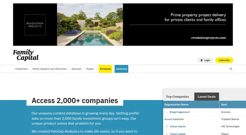 Family Capital Analytics's website
