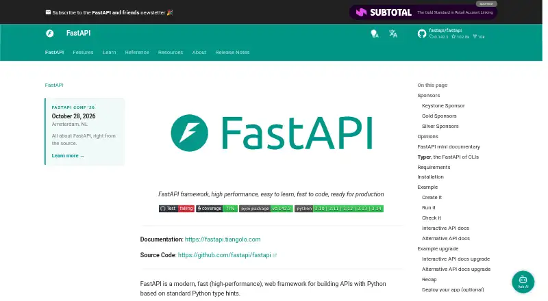 FastAPI's website
