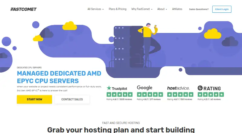 FastComet Dedicated Server Hosting's website