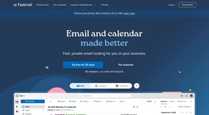 Fastmail Email's website
