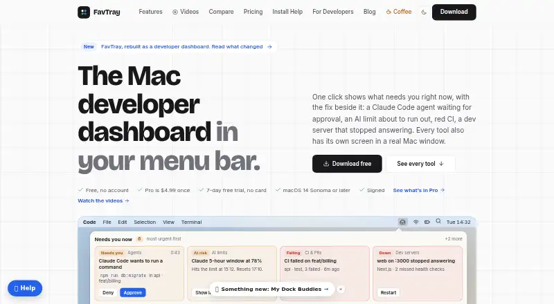 The FavTray homepage
