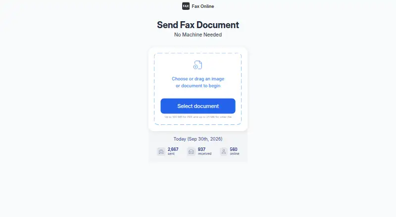 The Fax App homepage