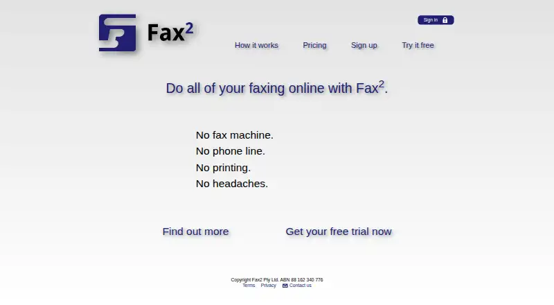Fax² API's website