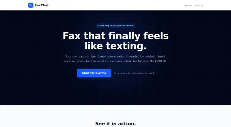 The FaxChat homepage
