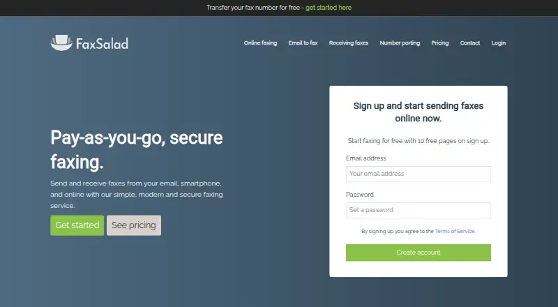The FaxSalad homepage