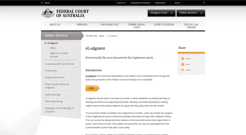 eLodgment's website