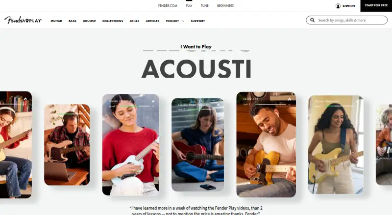 The Fender Play homepage