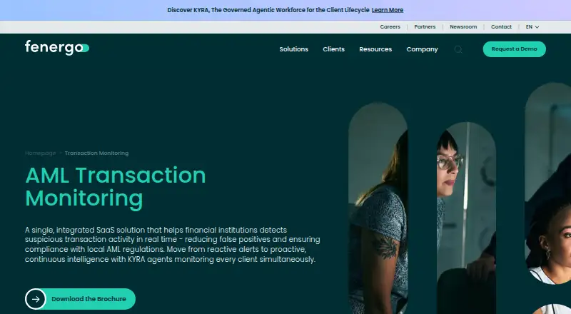 Fenergo Transaction Monitoring's website