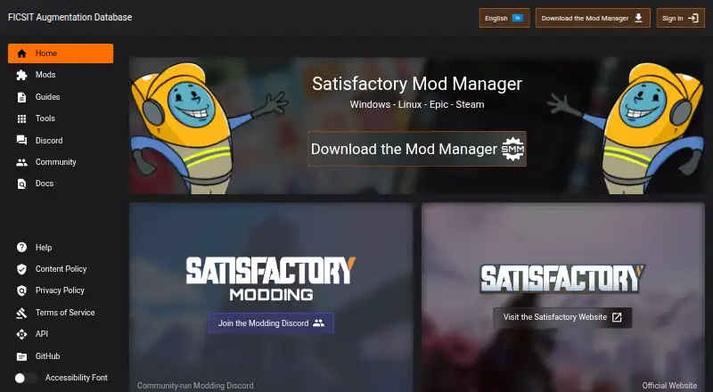 The FICSIT.app homepage