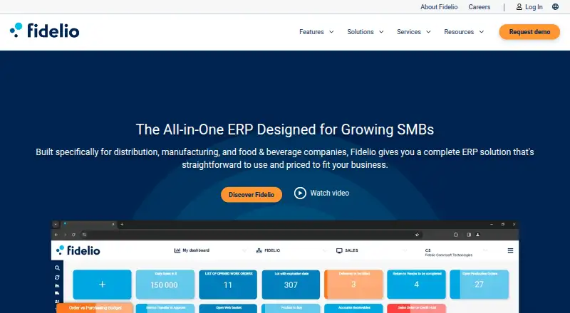The Fidelio ERP homepage
