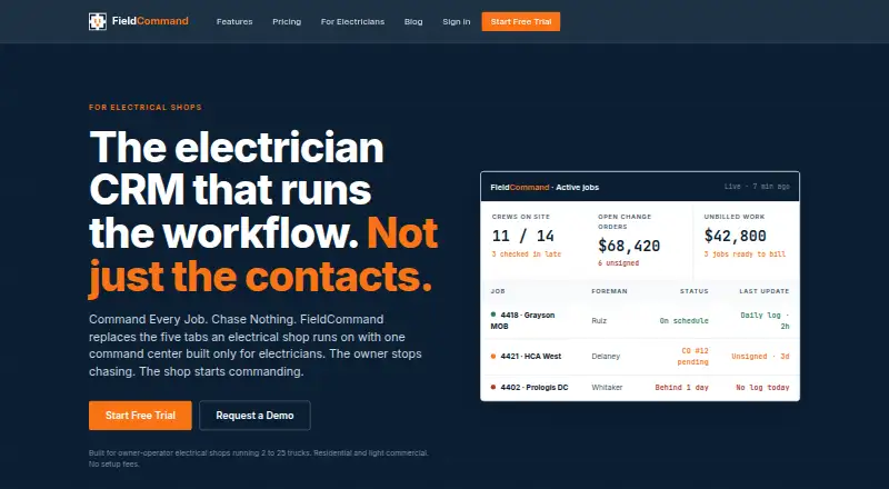 The FieldCommand homepage