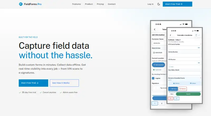 FieldForms Pro's website