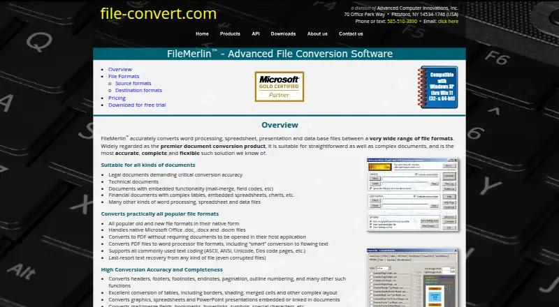 The FileMerlin homepage