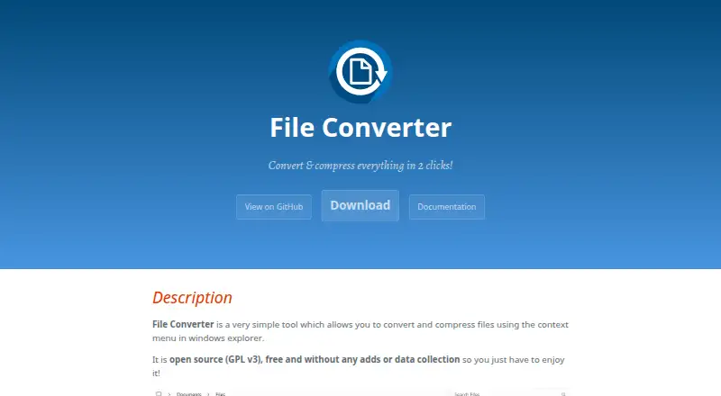 The File Converter homepage