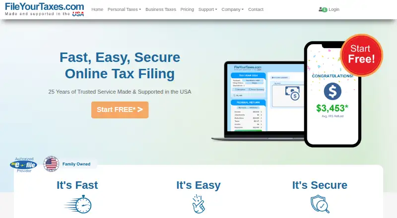 The FileYourTaxes.com homepage
