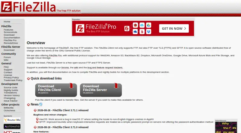 FileZilla Server's website