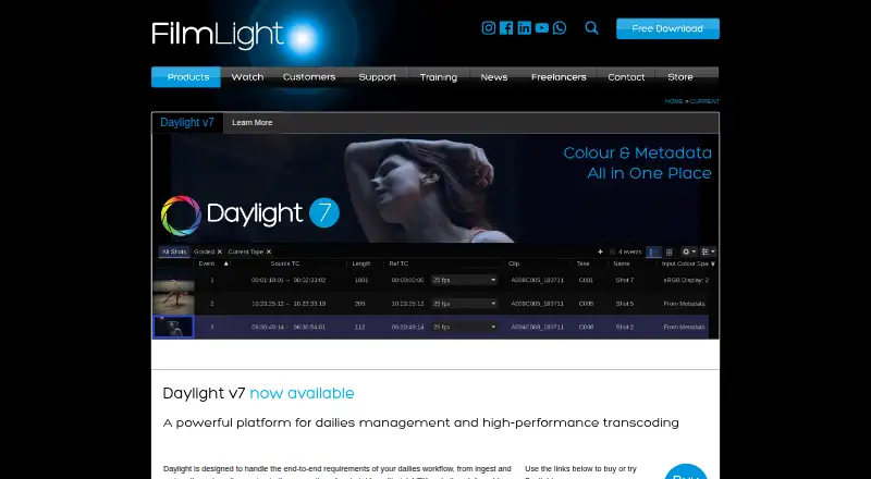 FilmLight Daylight's website