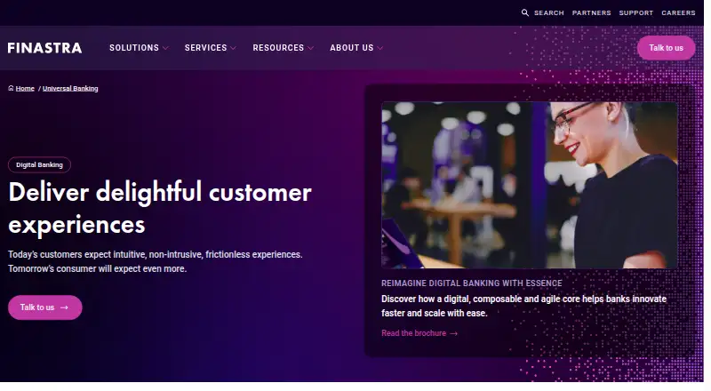Finastra Digital Banking's website