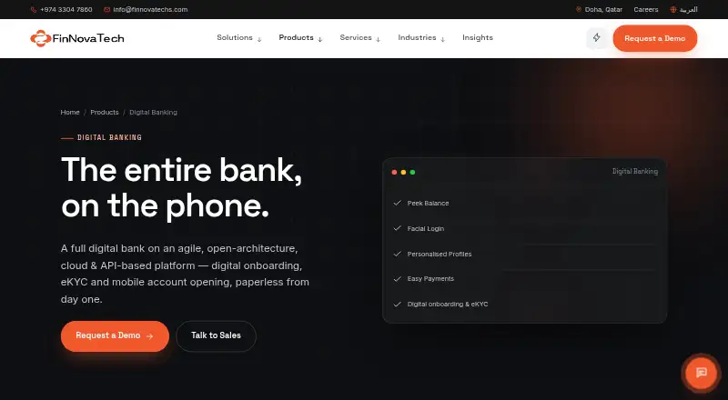 FinNovaTech Digital Banking's website