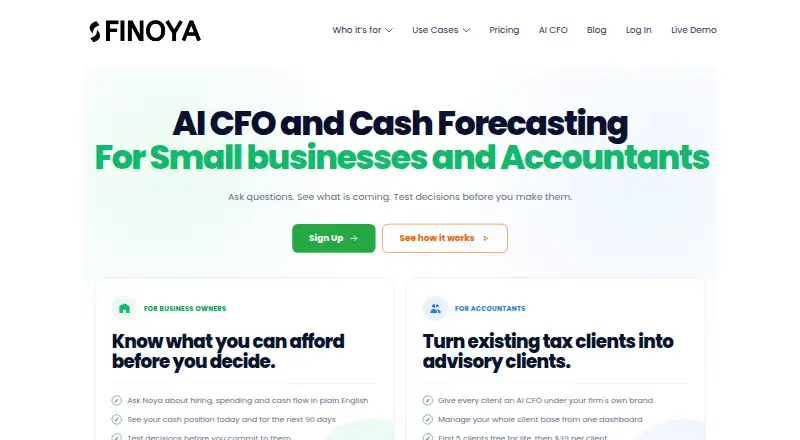 The Finoya homepage