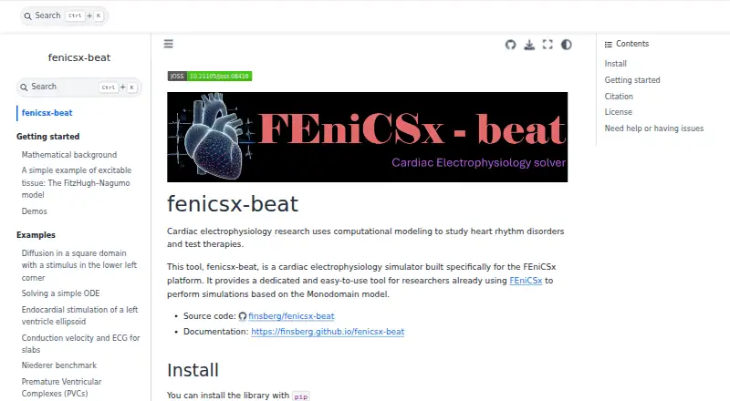 The FEniCSx-beat homepage