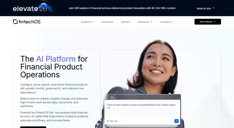 FintechOS Digital Banking's website