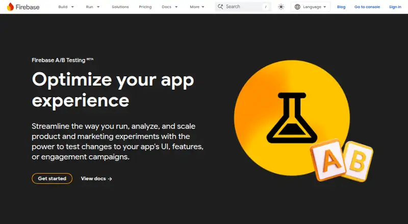 Firebase A/B Testing's website