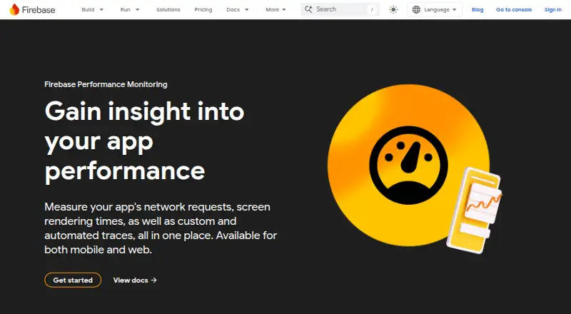 Firebase Performance Monitoring's website