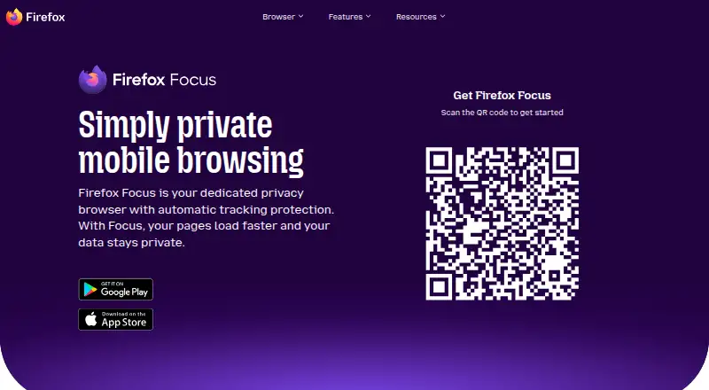 Firefox Focus's website