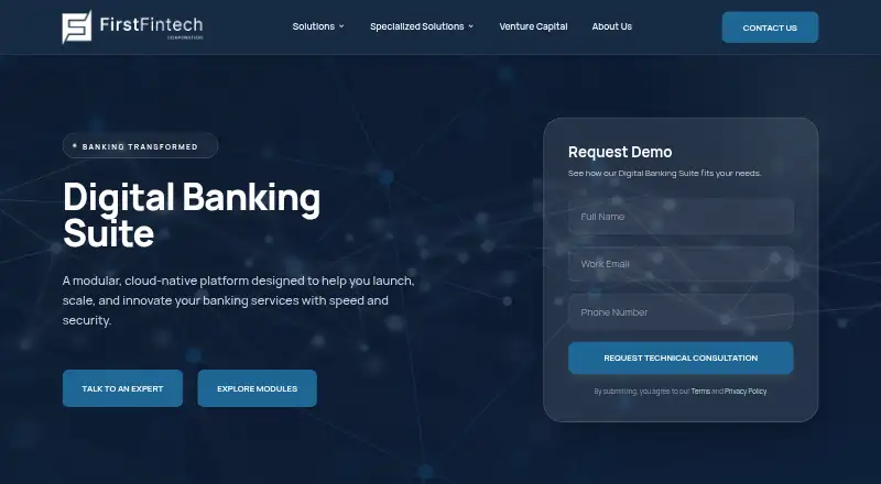 First Fintech Digital Banking Suite's website