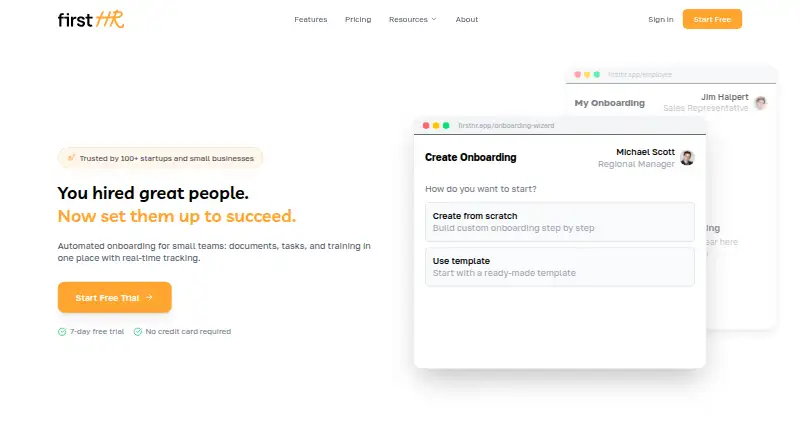 The FirstHR homepage