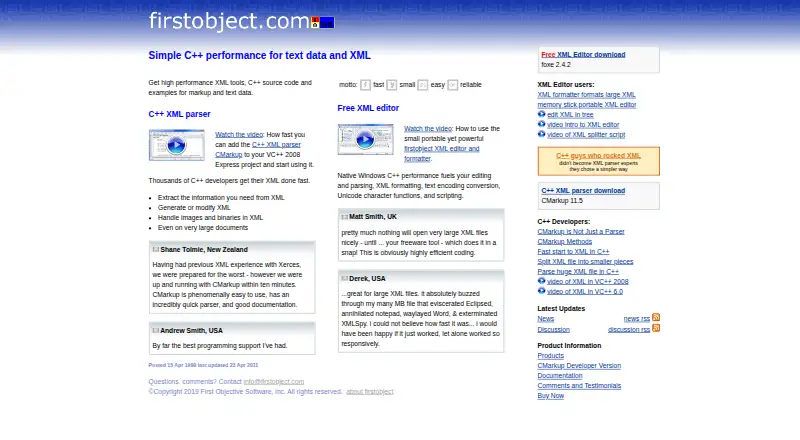 firstobject XML Editor's website