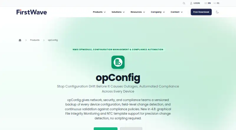 FirstWave opConfig's website