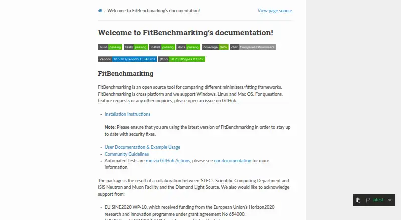 FitBenchmarking's website